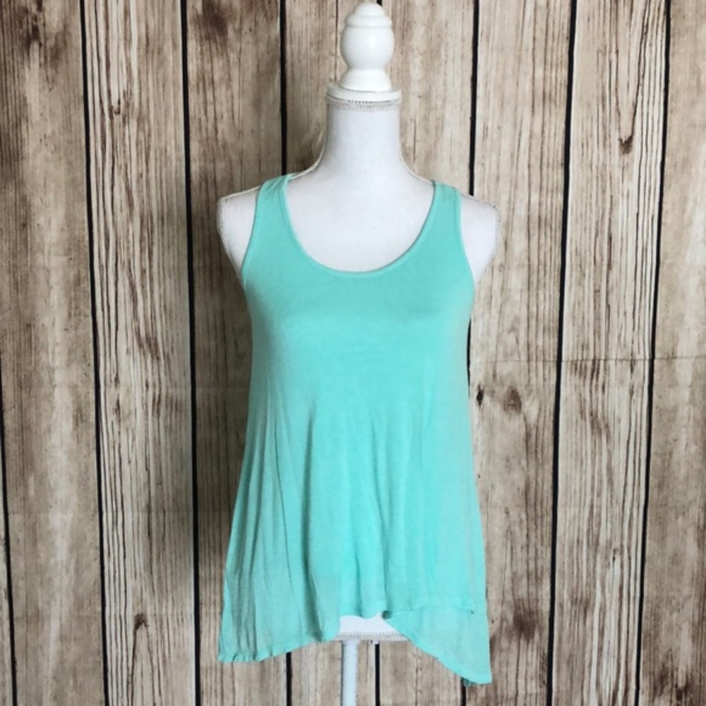 Chris & Carol Aqua Blue Sleeveless High Low Layered Asymmetrical Top Small
